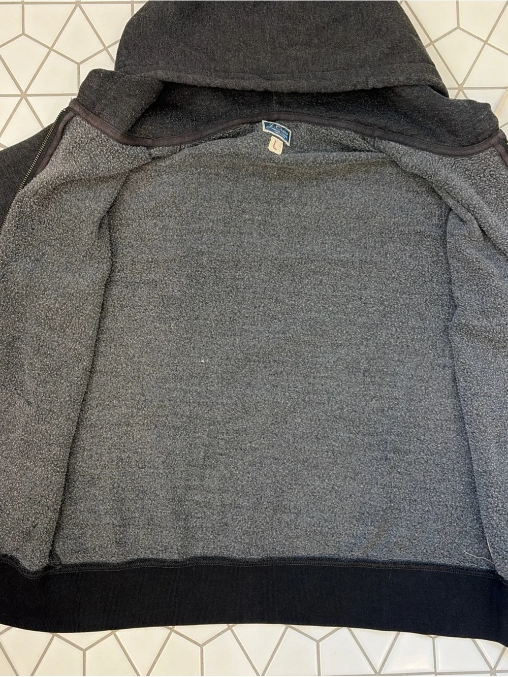 J. Crew Full Zip Hoodie Mens L Charcoal Vintage Fleece Sweatshirt Jacket Lounge